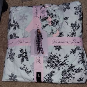 VICTORIA'S SECRETFlannel Long Pajama Set, NWT, Large, long
